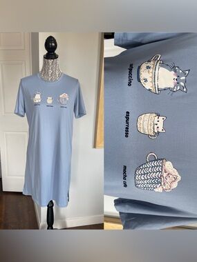 🐱 ♥️ New Adorable La Vie En Rose Oversized Sleep Shirt Pajamas. Small/Medium